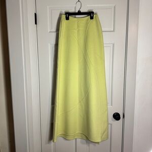 Chado Double-Faced Cashmere Lime Green Maxi Skirt with Curved Detail